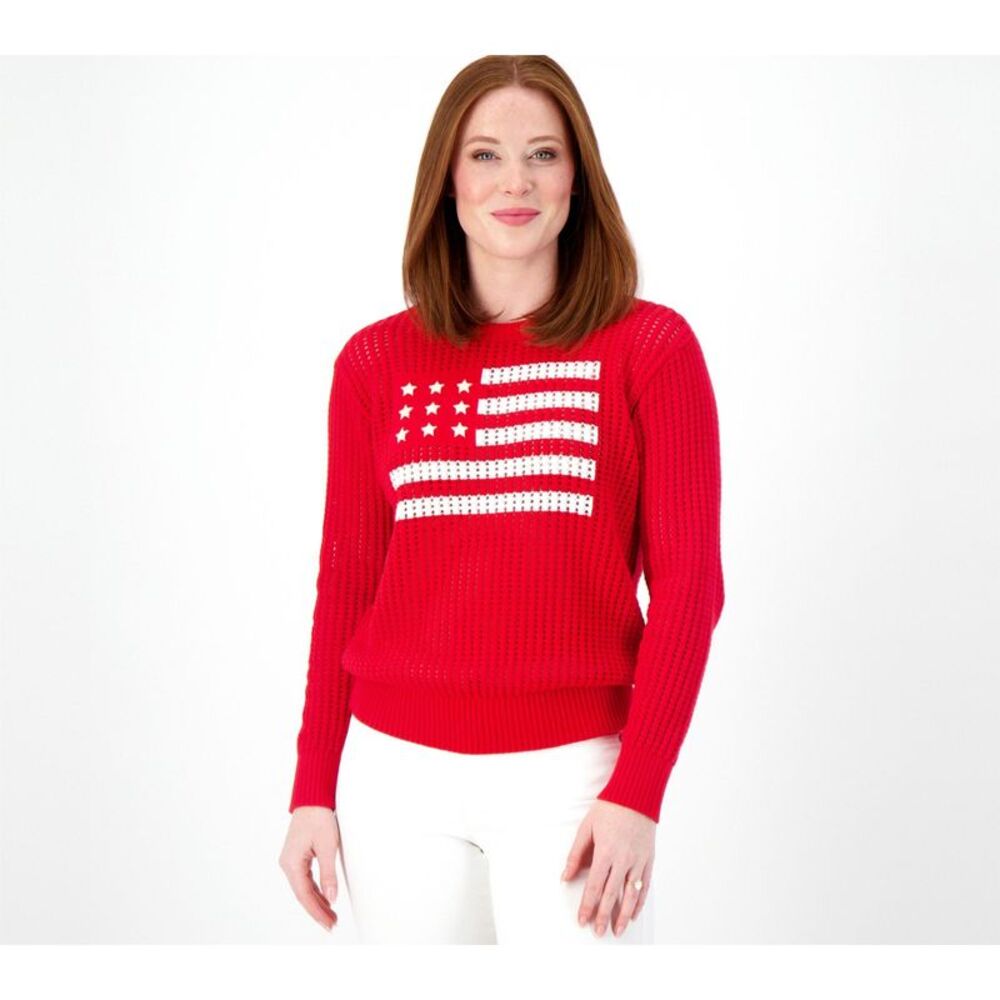 Joan Rivers Classics Collection Women's Top Plus Sz Sweater 1X Red A596265